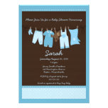 Blue Clothesline Baby Shower Invitation