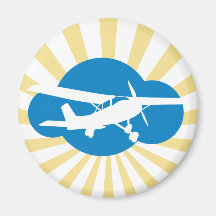 Blue Cloud & Aviation Plane Fridge Magnet