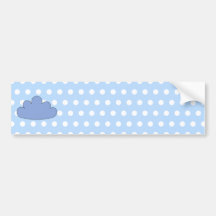 Blue Cloud on Blue and White Polka Dots. Bumper Stickers
