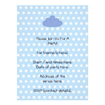 Blue Cloud on Blue and White Polka Dots. Personalized Announcements