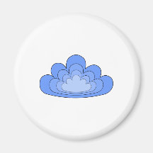 Blue Cloud on White Background. Refrigerator Magnet