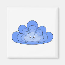 Blue Cloud with Smile on White. Magnet