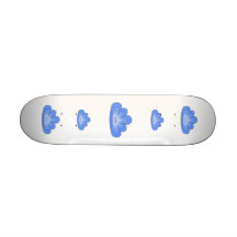 Blue Cloud with Smile on White. Skateboards