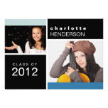 Blue colour block photo graduation announcement