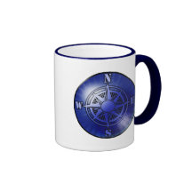 Blue compass rose coffee mug