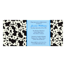 Blue Cow Print Bridal Shower Invites