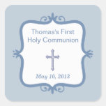 Blue Cross Communion Square Sticker
