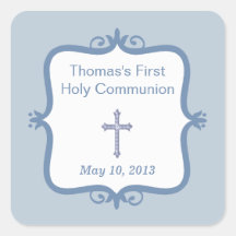 Blue Cross Communion Square Sticker
