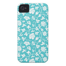Blue Curacao Floral Damask iPhone 4/4S Case iPhone 4 Cover
