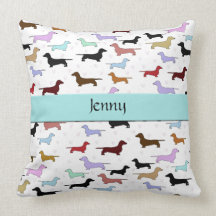 Blue Dachshund Dog Pillow