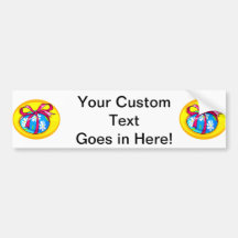 blue daisy wrapped easter egg yellow oval.png bumper stickers