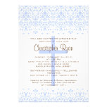 Blue Damask Baptism Invitation