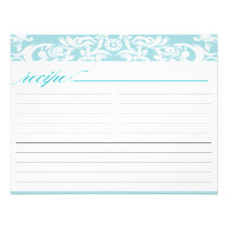Blue Damask Bridal Shower Recipe Card invitations