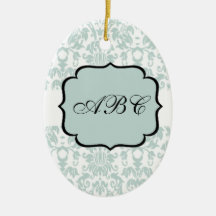 Blue Damask Custom Christmas Tree Ornament