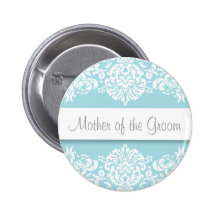 Blue Damask Mother of the Groom Button