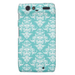 Blue damask pattern vintage girly chic chandelier droid RAZR cover