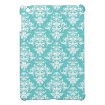 Blue damask pattern vintage girly chic chandelier iPad mini case