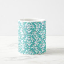 Blue damask vintage wallpaper pattern coffee mug