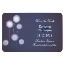 blue dandelions modern save the date magnets