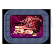 Blue Denim Frame Template Greeting Cards