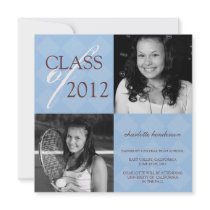 Blue diamond square photo graduation announcement invitations