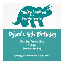 Blue Dinosaur Birthday Party Invitations