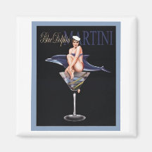 Blue Dolphin Martini Magnets