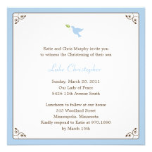 Blue Dove Baptism/Christening Invitation