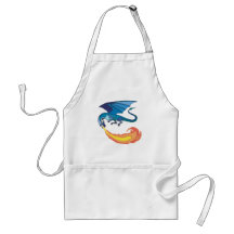 blue dragon breathing fire apron