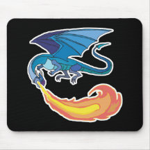blue dragon breathing fire mouse mats