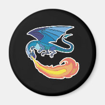 blue dragon breathing fire refrigerator magnet
