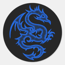 BLUE DRAGON ROUND STICKER