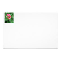 Blue dragonfly on pink flower green background custom stationery