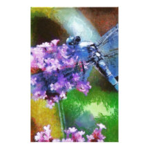 Blue Dragonfly on Wild Garlic Customized Stationery