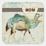 Blue Dreamy Camels Mom Sticker