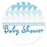 blue ducks in row baby shower seal sticker stickers