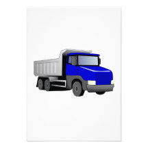 Blue Dump Truck Custom Invitations