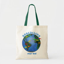 Blue Earth With Flags Geocaching Custom Canvas Bags