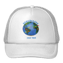 Blue Earth With Flags Geocaching Custom Trucker Hats