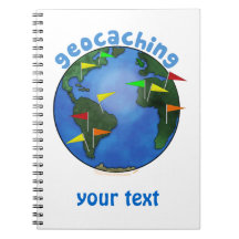 Blue Earth With Flags Geocaching Custom Note Books