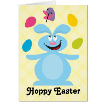 Blue Easter Bunny Greeting Card