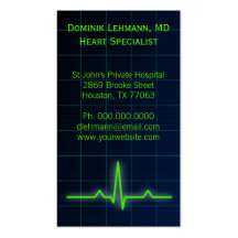 Blue ECG Heart Rate Monitor Business Cards