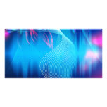 Blue Electric Audio Waveform Abstract Photo Greeting Card