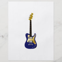 Blue electric guitar yellow fizzle headstock full color flyer