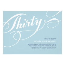 Blue Elegant 30th Birthday Invitations