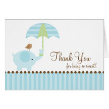 Blue Elephant Thank You Note Card