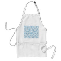 Blue fancy damask pattern apron