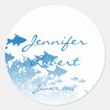 Blue Fish and Coral Envelope Seal Stickers