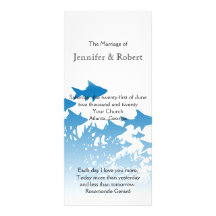 Blue Fish and Coral Wedding Program Rack Card Template