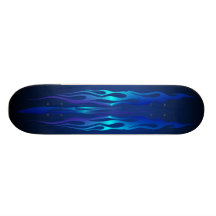 Blue Flame On Blue Skateboard